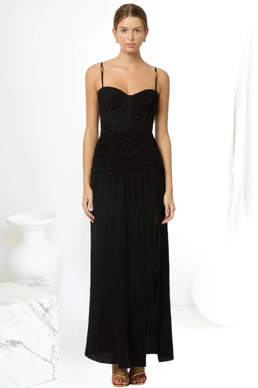 Party Dresses with High NeckManning Cartell Double Time Pleat Dress (Black)