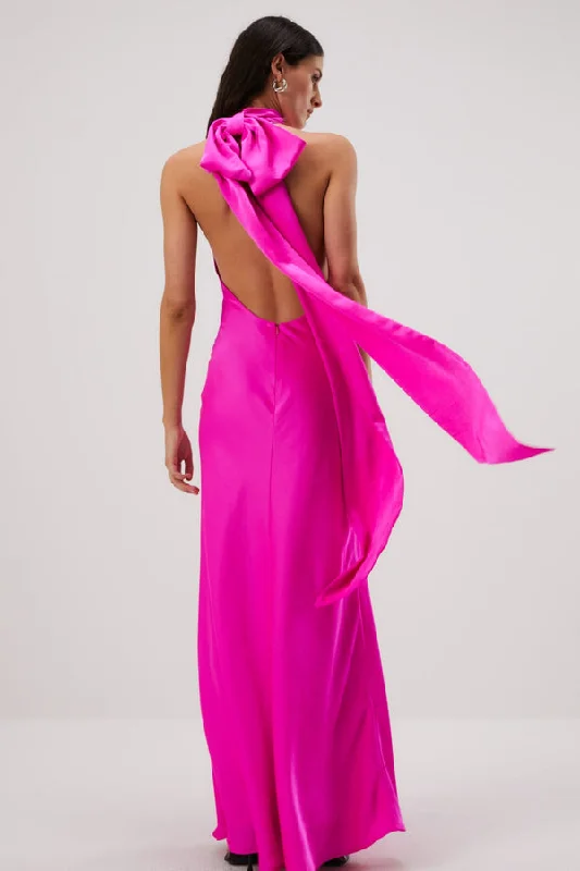 Party Dresses with Low NeckMISHA Evianna Satin Gown (Pink)