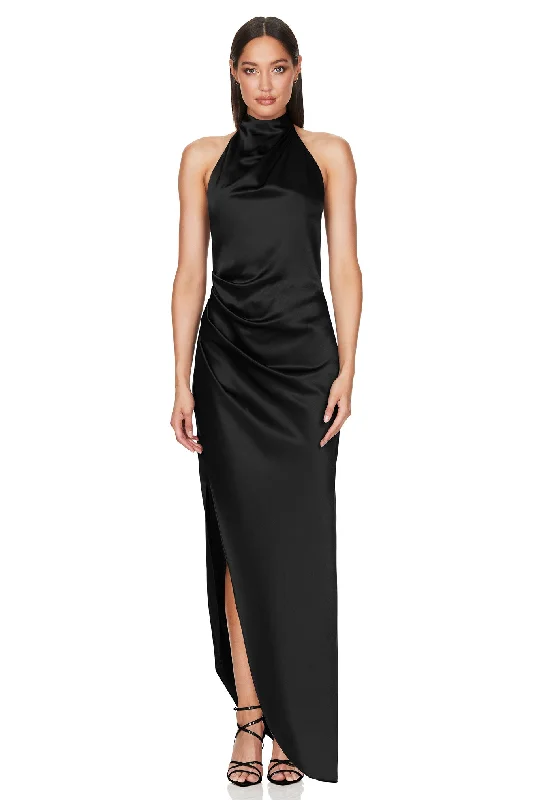Party Dresses with SleevesNOOKIE Amelia Halter Gown (Black) - RRP $299