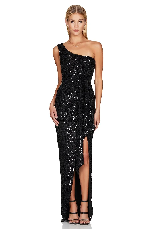 Party Dresses with Artistic PatternsNOOKIE Palazzo Gown (Black) - RRP $369