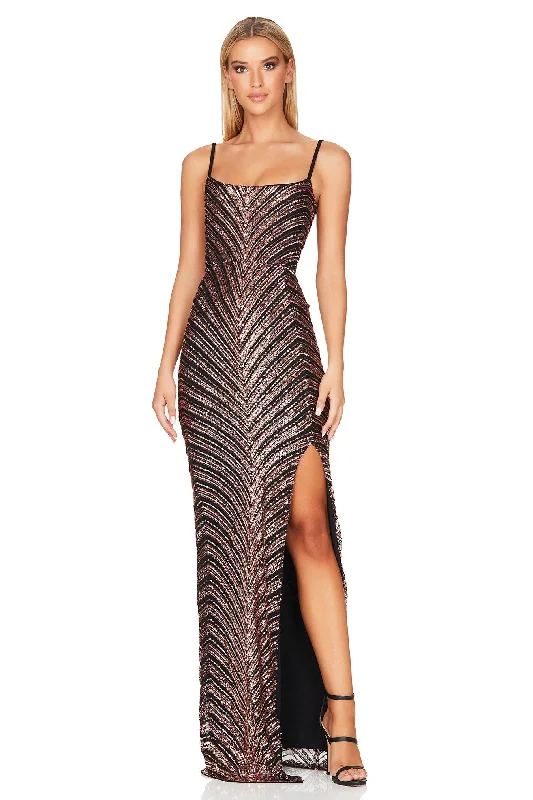 Party Dresses with Zipper ClosureNOOKIE Zahara Gown (Bronze Black)  - RRP $369