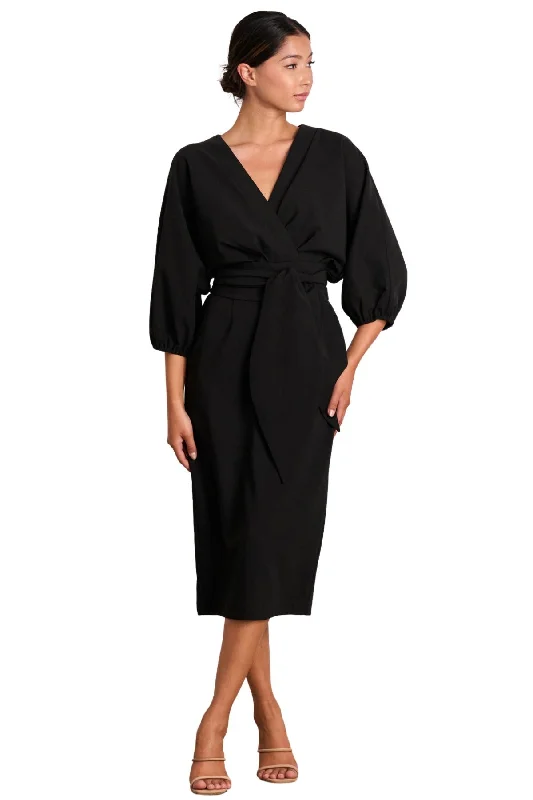 Party Dresses with High-Low SkirtPASDUCHAS Emerson Drape Midi (Black) - RRP $330