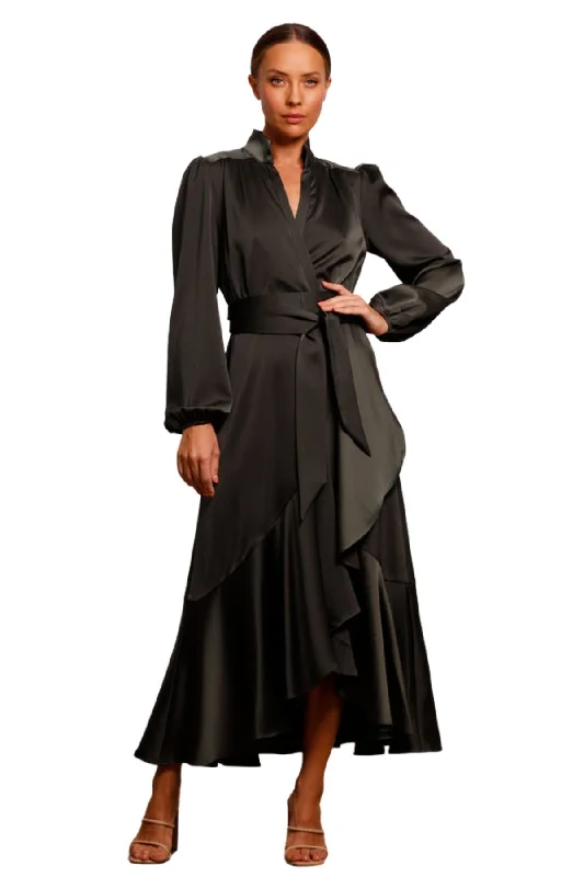 Party Dresses for Business MeetingsPASDUCHAS Pinnacle Sleeve Midi Dress (Combat) - RRP $350
