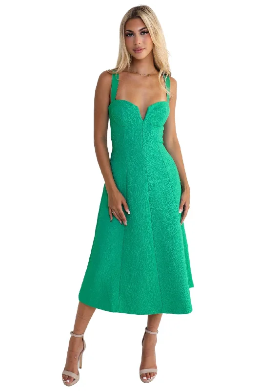 Party Dresses with Solid ColorsREBECCA VALLANCE Dionne Midi Dress (Golf Green) - RRP $699