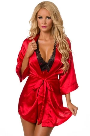 Party Dresses with Button ClosureRed Midnight Romance Robe Set