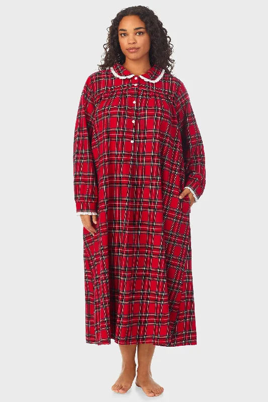 Party Dresses for New Year's EveRed Tartan Peter Pan Flannel Gown Plus