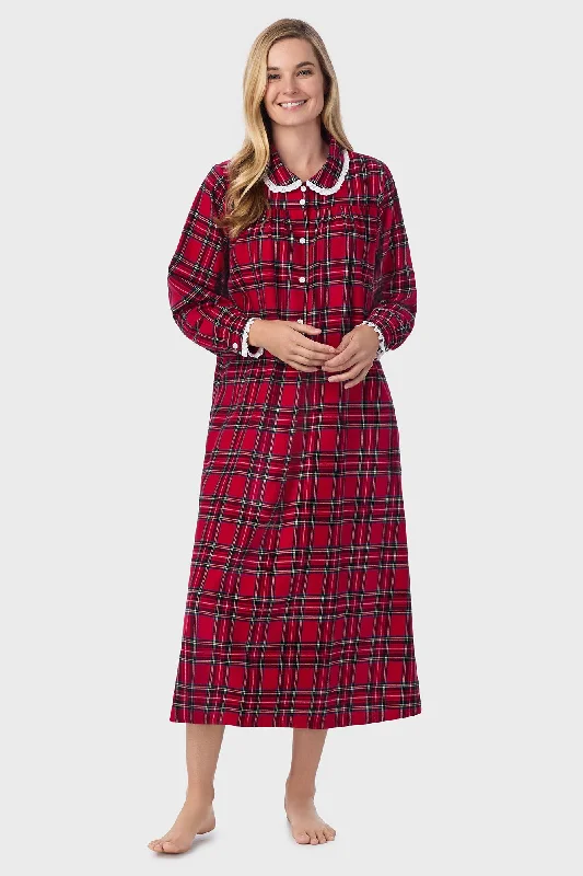 Party Dresses with Recycled MaterialsRed Tartan Peter Pan Flannel Gown