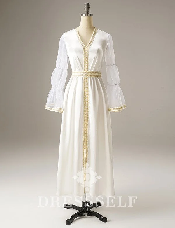 Party Dresses for Business MeetingsRobe Caftan Blanche Simple et Elégante