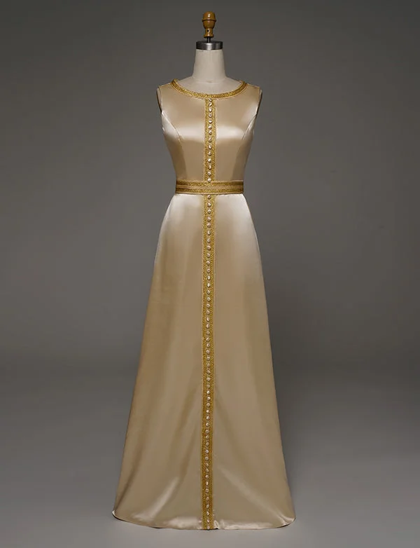 Party Dresses for Runway EventsRobe Caftan Sans Manches Champagne