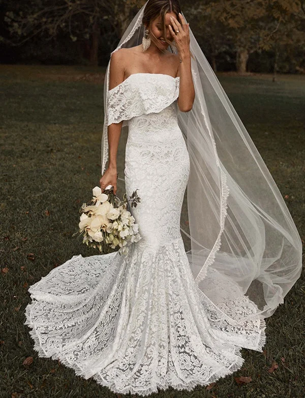 Party Dresses with Reversible DesignRobe de Mariée Bohème en Dentelle Sirène