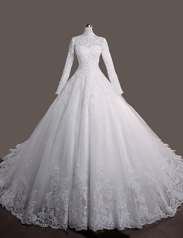 Party Dresses for Domestic TravelRobe de Mariée Musulmane de Luxe en Dentelle Brodée