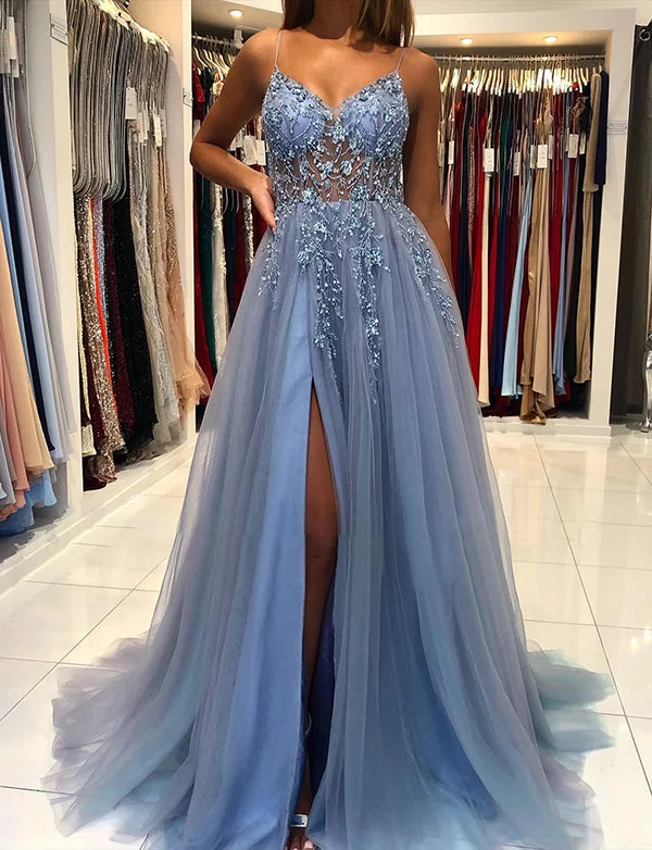 Linen Party DressesRobe de Soirée en Tulle avec Perles