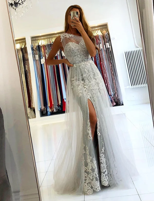 Summer Party DressesRobe de Soirée en Tulle Sirène Gris Clair