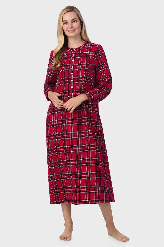 Party Dresses for Evening WearSweet & Simple Red Tartan Flannel Gown