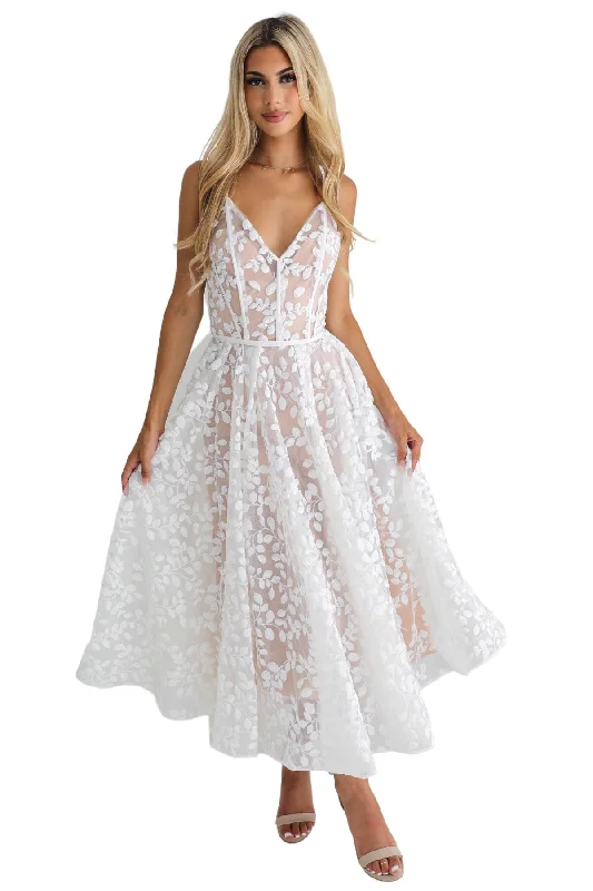 Party Dresses with StripesTINAHOLLY Isabella Gown TK068 (White/Nude) - RRP $499