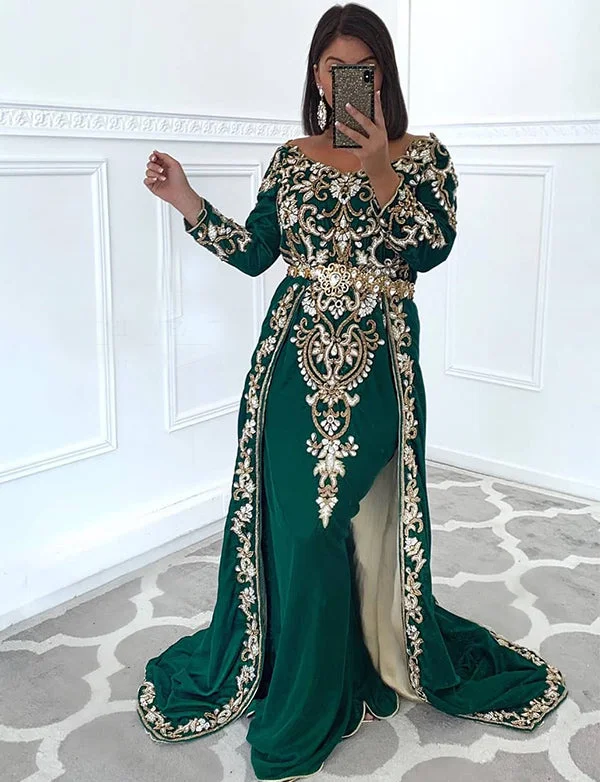 Party Dresses for Semi-FormalVert Robe Orientale avec Broderie