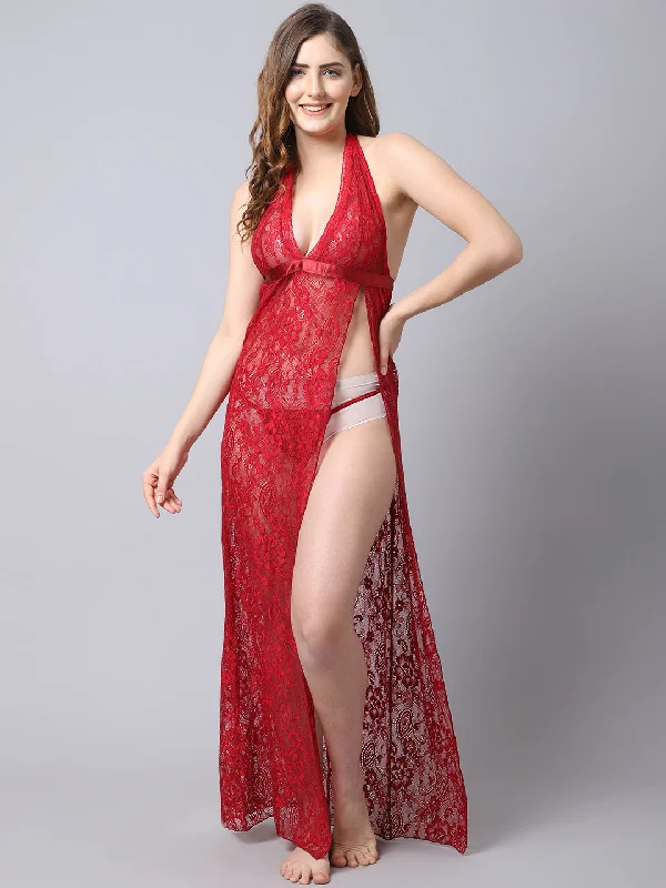 Formal Party DressesOverall Lacy Side Slit Long Gown