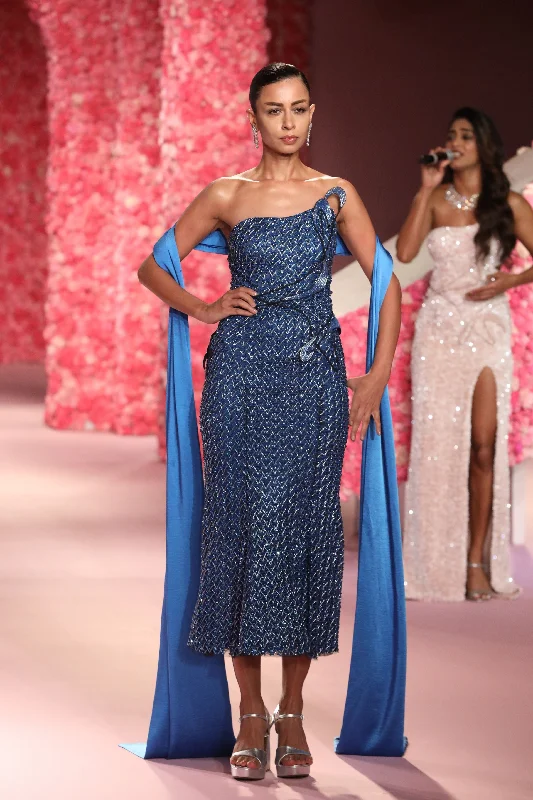 Party Dresses with Button ClosureZoe Cobalt Blue Gown
