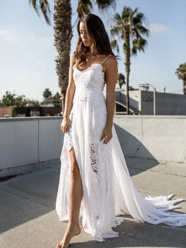 How to care for your wedding dress before the big day-A-line Spaghetti Strap Sweep Train Chiffon Lace Wedding Dresses SWD023 How to care for your wedding dress before the big day-A-line Spaghetti Strap Sweep Train Chiffon Lace Wedding Dresses SWD023