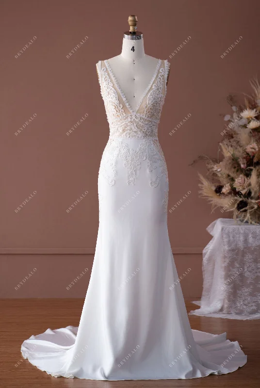 Alluring Lace Satin Mermaid Bridal Dress