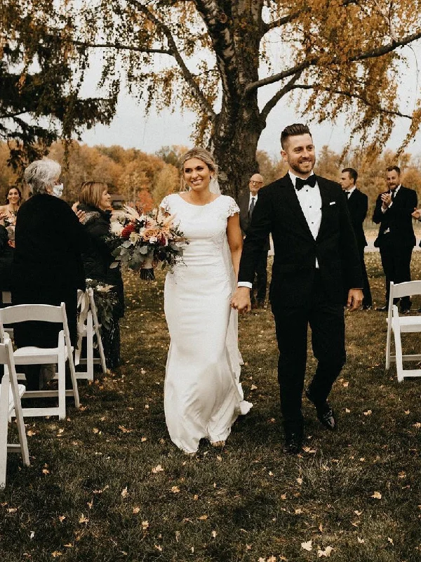 Best wedding dresses for a classic style-Appliqued Satin Mermaid Lace Wedding Dresses With Beaded WD542 Best wedding dresses for a classic style-Appliqued Satin Mermaid Lace Wedding Dresses With Beaded WD542