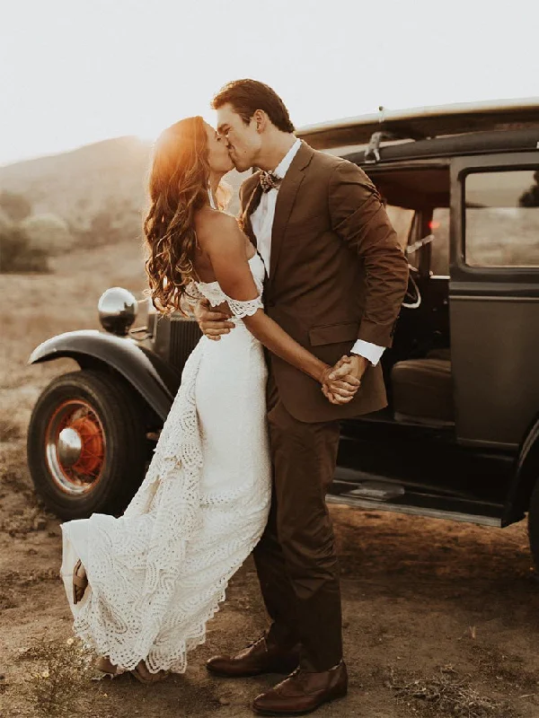 Where to find wedding dresses for curvy brides-Attractive Off-the-shoulder Wedding Gowns Lace Sheath Bridal Dresses With Slit WD187 Where to find wedding dresses for curvy brides-Attractive Off-the-shoulder Wedding Gowns Lace Sheath Bridal Dresses With Slit WD187