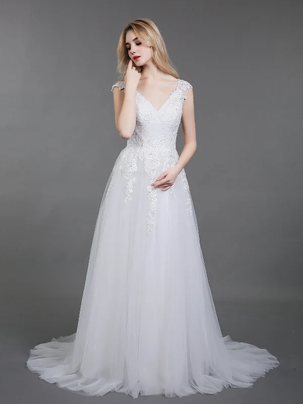 How to care for your wedding dress before the big day-Open Back Tulle Bridal Gown with Cap Sleeves-Ivory How to care for your wedding dress before the big day-Open Back Tulle Bridal Gown with Cap Sleeves-Ivory