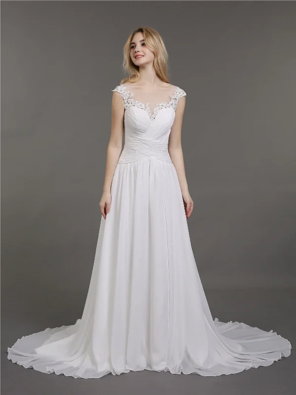 Best wedding dresses for tall brides-Chiffon with Lace Appliqued Dress for Bride-Ivory Best wedding dresses for tall brides-Chiffon with Lace Appliqued Dress for Bride-Ivory