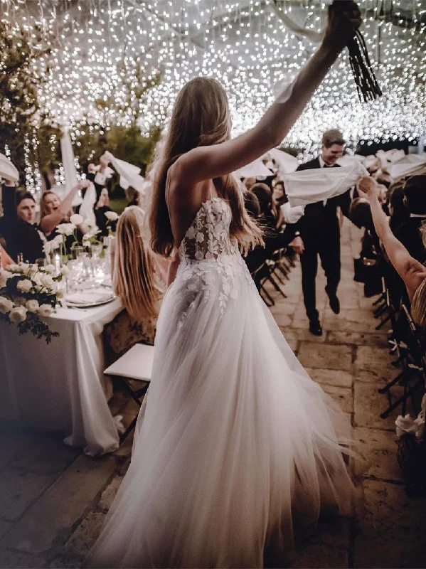 Affordable wedding dresses for a stunning appearance-Backless Tulle Wedding Dresses A-line Appliqued Bridal Gowns WD309 Affordable wedding dresses for a stunning appearance-Backless Tulle Wedding Dresses A-line Appliqued Bridal Gowns WD309