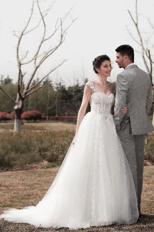 Enchanting Cap Sleeve Ball Gown