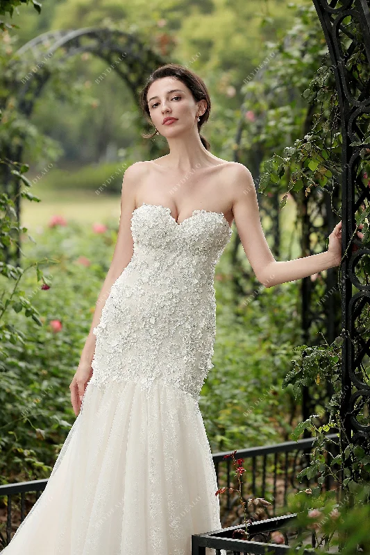 Floral Applique Lace Wedding Dress