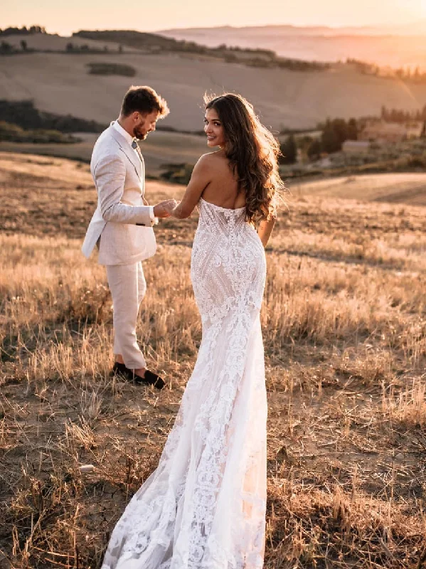Wedding dresses for brides who prefer classic styles-Beautiful Appliques Lace Long Off-The-Shoulder Mermaid Wedding Dresses WD506 Wedding dresses for brides who prefer classic styles-Beautiful Appliques Lace Long Off-The-Shoulder Mermaid Wedding Dresses WD506