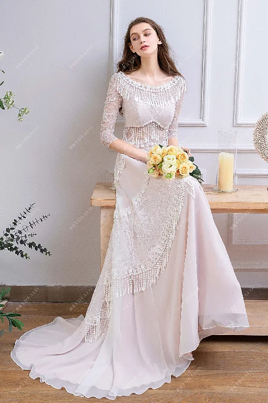 Bohemian Slim A-Line Destination Wedding Dress
