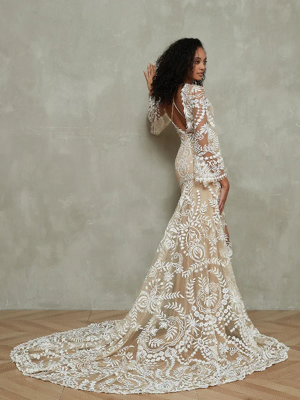 How to style a wedding dress with a veil-Boho Lace Mermaid Birdal Dresses with Long Sleeves-As Picture How to style a wedding dress with a veil-Boho Lace Mermaid Birdal Dresses with Long Sleeves-As Picture