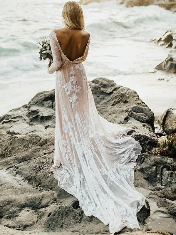 Wedding dresses with tulle or organza skirts for volume-Charming Bateau Lace Wedding Gowns Long Sleeves A-line Wedding Dresses WD189 Wedding dresses with tulle or organza skirts for volume-Charming Bateau Lace Wedding Gowns Long Sleeves A-line Wedding Dresses WD189