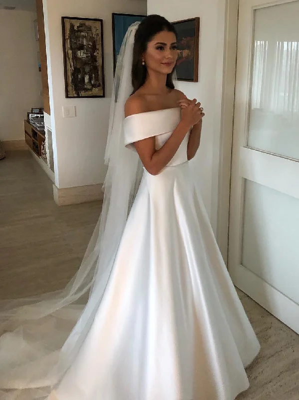 Should I buy my wedding dress online or in-store-Charming Satin A-line Wedding Dresses Long Bridal Gowns WD228 Should I buy my wedding dress online or in-store-Charming Satin A-line Wedding Dresses Long Bridal Gowns WD228