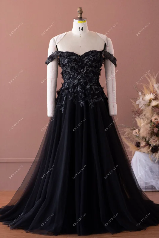 Black Off-Shoulder Wedding Dress