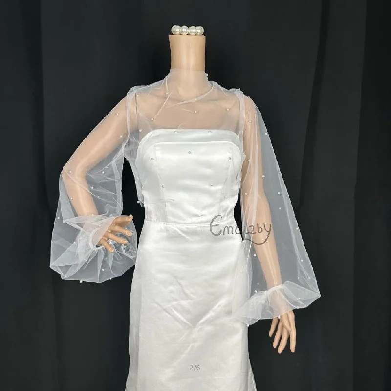 EMALZBY shoulder veil cape,pearl bridal shoulder cape veil,shoulder veil for wedding dress EMALZBY shoulder veil cape,pearl bridal shoulder cape veil,shoulder veil for wedding dress