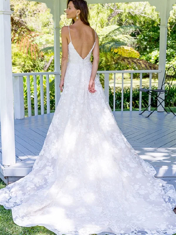 Wedding dresses with intricate beadwork for sparkle-Delicate Lace Wedding Dresses A-line Sexy Bridal Gowns WD240 Wedding dresses with intricate beadwork for sparkle-Delicate Lace Wedding Dresses A-line Sexy Bridal Gowns WD240