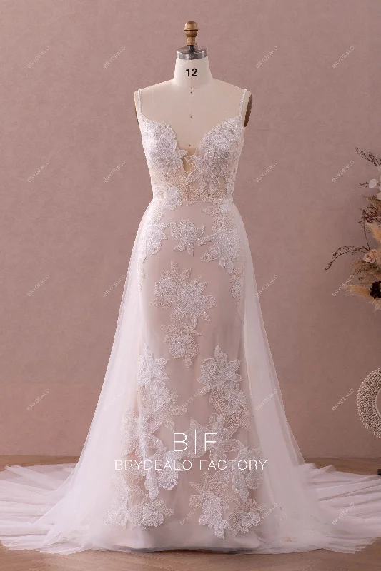 Designer Beaded Flower Lace Mermaid Wedding Dress