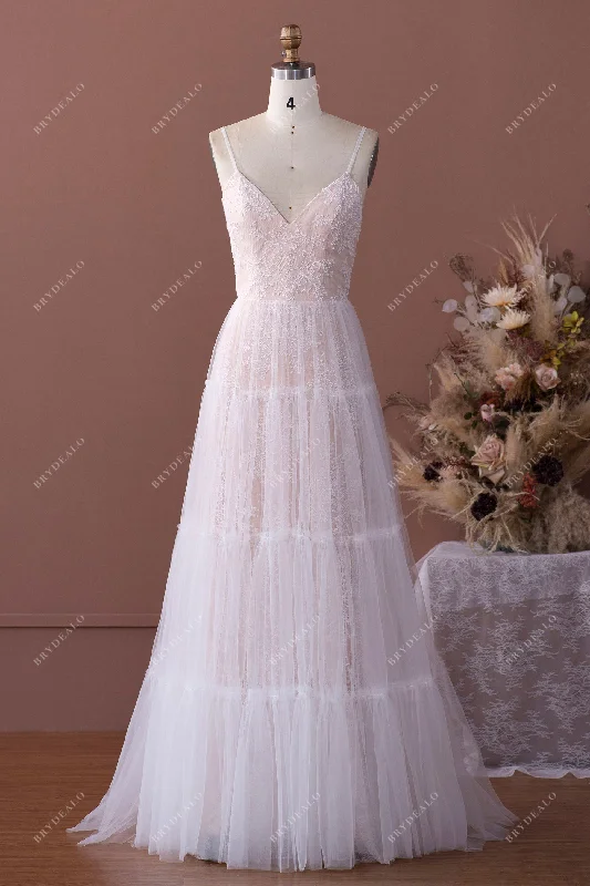 Designer Lace V-Neck Beach Bridal Gown