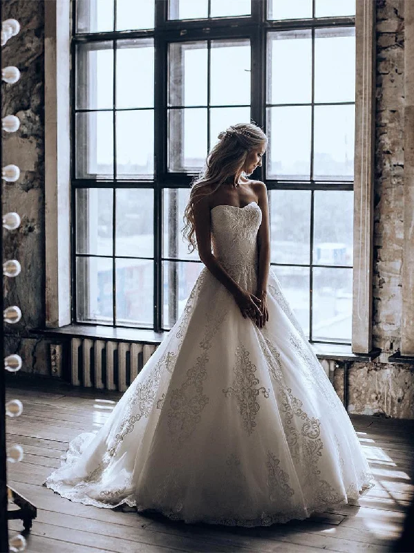 How to style a wedding dress with a veil-Exquisite Sweetheart A-line Bridal Dresses Appliqued Gowns WD208 How to style a wedding dress with a veil-Exquisite Sweetheart A-line Bridal Dresses Appliqued Gowns WD208