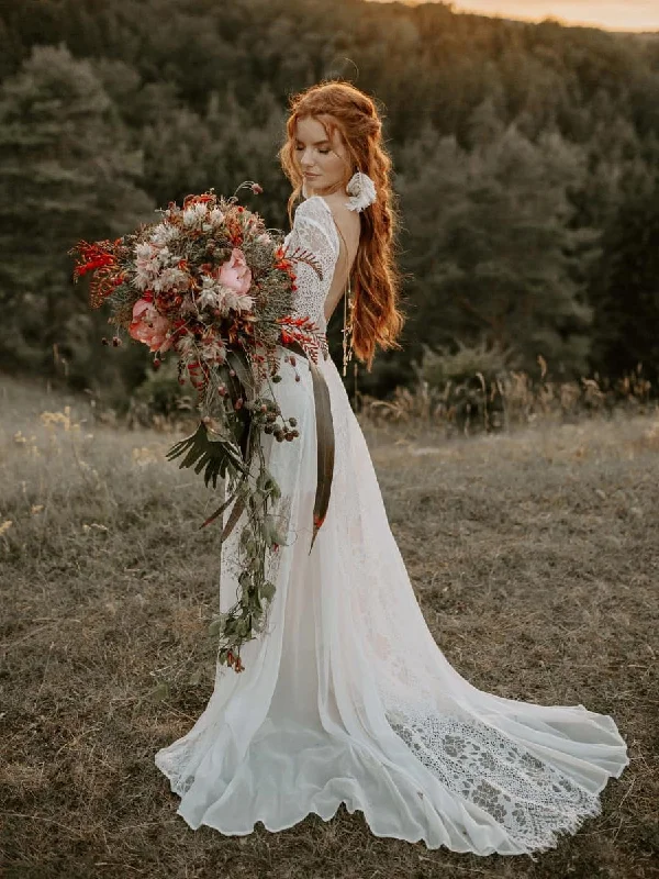 Affordable wedding dresses under $100-Fabulous Backless Lace Illusion Longsleeves Wedding Dresses A-Line Bridal Gowns WD358 Affordable wedding dresses under $100-Fabulous Backless Lace Illusion Longsleeves Wedding Dresses A-Line Bridal Gowns WD358