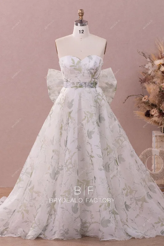 Floral Organza Large Bowknot Wedding Dress