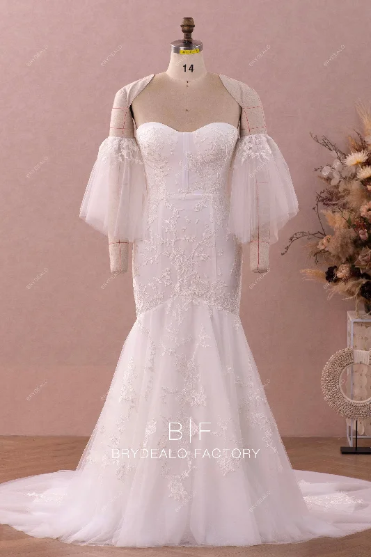 Ivory Lace Flutter Sleeve Wedding Dress
