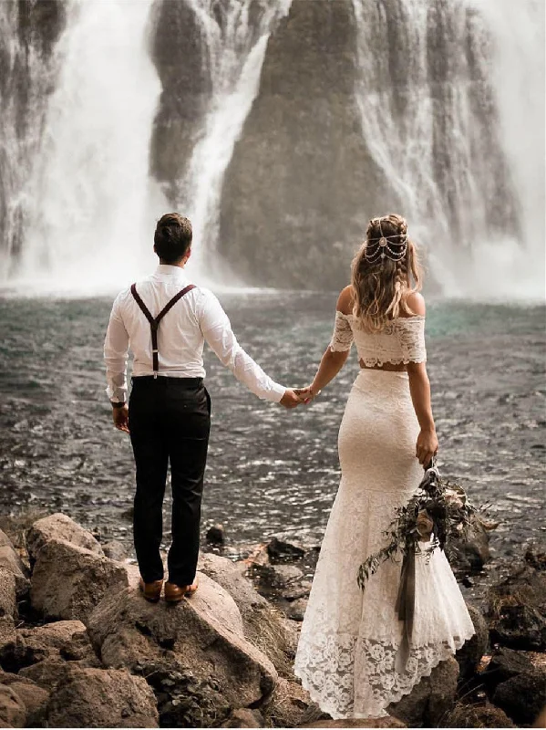 Where to find unique wedding dresses for brides-Gorgeous 2 Pieces Lace Wedding Dresses Mermaid/Trumpet Gowns WD198 Where to find unique wedding dresses for brides-Gorgeous 2 Pieces Lace Wedding Dresses Mermaid/Trumpet Gowns WD198