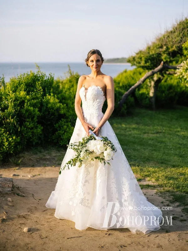 Gorgeous Floral Lace Sweep Train Wedding Dresses Sweetheart A-line Bridal Gowns WD632 Gorgeous Floral Lace Sweep Train Wedding Dresses Sweetheart A-line Bridal Gowns WD632