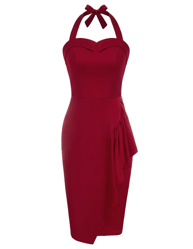 Should I order my wedding dress online-Halter Dress Sweetheart Neck Ruffle Decorated Bodycon Dress Should I order my wedding dress online-Halter Dress Sweetheart Neck Ruffle Decorated Bodycon Dress
