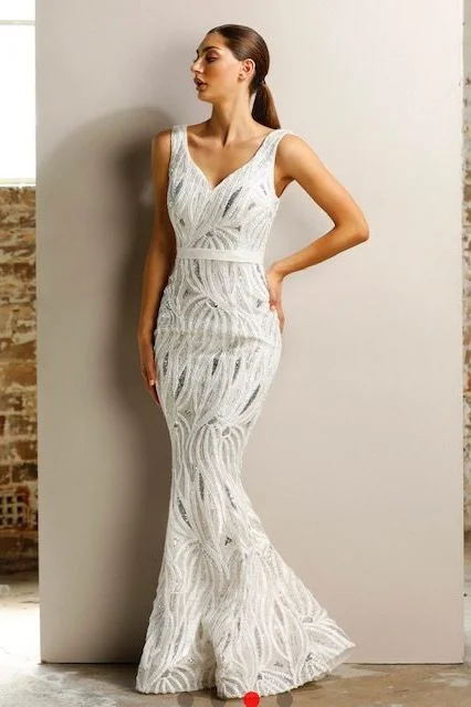 J'ADORE  AUSTRALIA embellished 3d lace mermaid gown