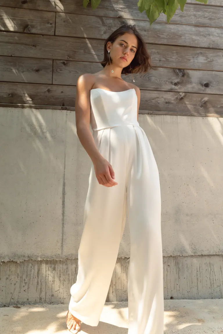 Wedding dresses for an elegant garden ceremony-Jenny Yoo Little White Annika Jumpsuit Wedding dresses for an elegant garden ceremony-Jenny Yoo Little White Annika Jumpsuit